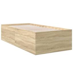Berkfield Home Modern Bed Frame without Mattress Sonoma Oak 75x190 cm Small Single in Light Brown - thumbnail 6
