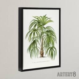 "Artery8 Acathophiza Aculeata Palm Tree Kerchove Framed Canvas Wall Art Print in White - Size: W18"" x H24""" - thumbnail 2