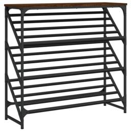 Berkfield Home Shoe Rack Brown Oak 90x30x85 cm Engineered Wood - Size: 90 x 30 x 85 cm - thumbnail 3