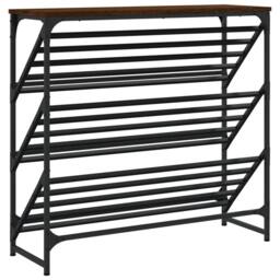 Berkfield Home Shoe Rack Brown Oak 90x30x85 cm Engineered Wood - Size: 90 x 30 x 85 cm - thumbnail 6