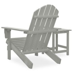 Berkfield Home Garden Adirondack Chair with Table Solid Fir Wood Grey - thumbnail 4