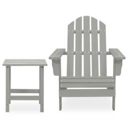 Berkfield Home Garden Adirondack Chair with Table Solid Fir Wood Grey - thumbnail 2