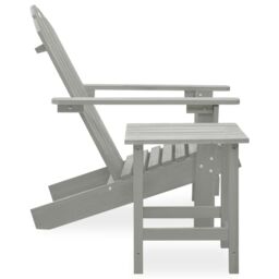 Berkfield Home Garden Adirondack Chair with Table Solid Fir Wood Grey - thumbnail 3