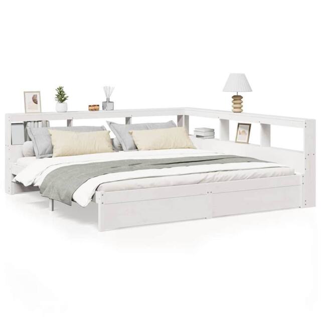 Berkfield Home Bookcase Bed without Mattress White 180x200 cm Solid Wood Pine - Size: Super King - image 1