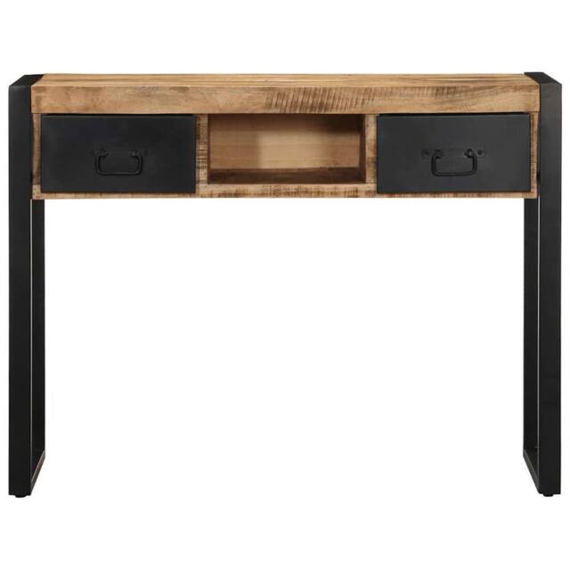 Berkfield Home Console Table 100x35x75 cm Solid Rough Wood Mango in Brown - Size: 100 x 35 x 75 cm - image 1