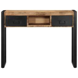 Berkfield Home Console Table 100x35x75 cm Solid Rough Wood Mango in Brown - Size: 100 x 35 x 75 cm - thumbnail 1