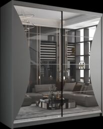 Sliding Wardrobes 4U Modern Sliding Wardrobe with LED Light W150cm x H217cm x D62cm in Grey - thumbnail 2