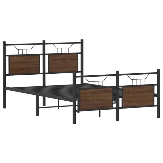 Berkfield Home Durable Bed Frame Frame Brown Oak 120x190 cm Small Double Wood - image 1