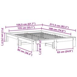 Berkfield Home Bed Frame without Mattress Wax Brown 135x190 cm Double Solid Wood Pine - thumbnail 8