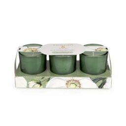 Candlelight Set of 3 Mini Votive Candles White Poppy & Sage in Green - thumbnail 1