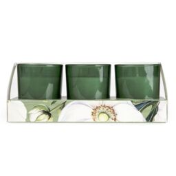 Candlelight Set of 3 Mini Votive Candles White Poppy & Sage in Green - thumbnail 2