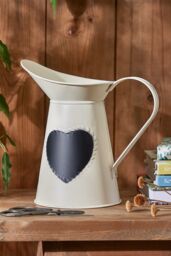 Dibor Country Cream Home Decor Table Flower Jug Vase with Chalkboard in White - Size: Medium - thumbnail 1