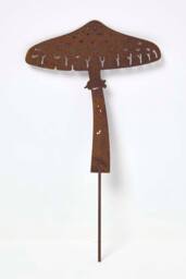 Homescapes Steel Parasol Mushroom Garden Stake Decorations, Set of 2 in Brown - thumbnail 5