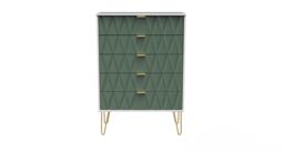 Ready Assembled 2 U Dallas 5 Drawer Chest (Ready Assembled) in Green