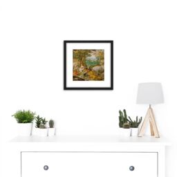 Artery8 Jacob Hoefnagel Orpheus Charming The Animals Cropped 8X8 Inch Square Wooden Framed Wall Art Print Picture with Mount in Black - thumbnail 2