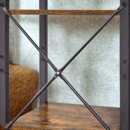 Pirlo Plush Industrial 6 Tier Tall Narrow Bookcase Shelves Rustic Brown - thumbnail 3