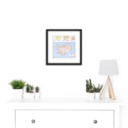 Artery8 Map Political Cia 1973 Iceland Information Old Reproduction 8X8 Inch Square Wooden Framed Wall Art Print Picture with Mount in Black - thumbnail 2