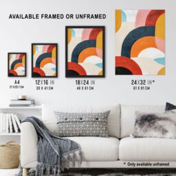 Artery8 Mid Century Modern Retro Rainbow Oil Painting Framed Art Print - Size: A4 - thumbnail 3