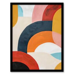Artery8 Mid Century Modern Retro Rainbow Oil Painting Framed Art Print - Size: A4 - thumbnail 1