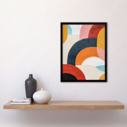 Artery8 Mid Century Modern Retro Rainbow Oil Painting Framed Art Print - Size: A4 - thumbnail 4