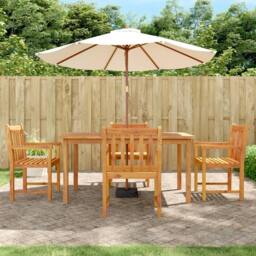 Berkfield Home 5 Piece Garden Dining Set Solid Wood Acacia in Brown - thumbnail 1