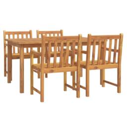 Berkfield Home 5 Piece Garden Dining Set Solid Wood Acacia in Brown - thumbnail 2