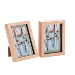 "Nicola Spring 3D Box Photo Frames - 5 x 7"" with 4 x 6"" Mount - Black Mount - Pack of 2 in Light Brown" - thumbnail 1