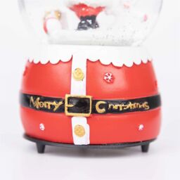 Shatchi Musical Christmas Snowglobe Large Water Ball Features Christmas Santa Tree Scene Cute Resin Base Decorations in Red - thumbnail 4