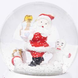 Shatchi Musical Christmas Snowglobe Large Water Ball Features Christmas Santa Tree Scene Cute Resin Base Decorations in Red - thumbnail 5