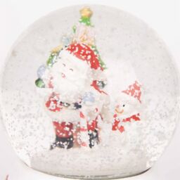 Shatchi Musical Christmas Snowglobe Large Water Ball Features Christmas Santa Tree Scene Cute Resin Base Decorations in Red - thumbnail 6