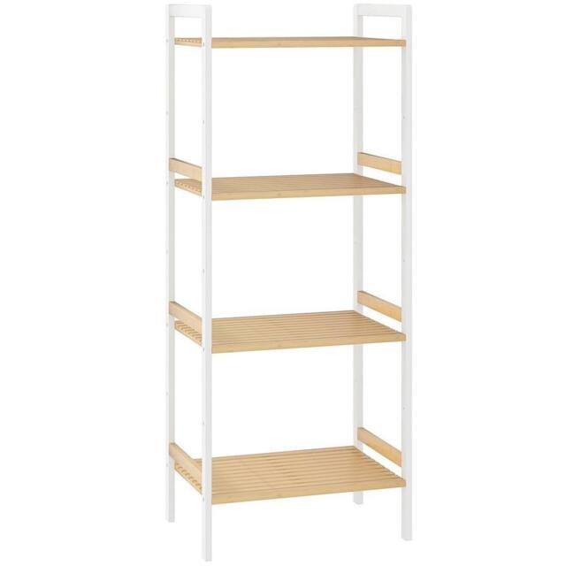 Kelvenix 4-Tier Bamboo Bathroom Shelf with Adjustable Rack in Brown - Size: 0.6m2 - image 1