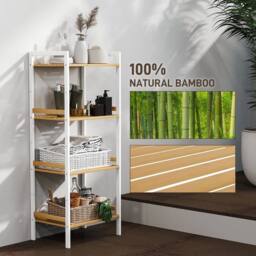 Kelvenix 4-Tier Bamboo Bathroom Shelf with Adjustable Rack in Brown - Size: 0.6m2 - thumbnail 4