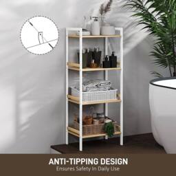 Kelvenix 4-Tier Bamboo Bathroom Shelf with Adjustable Rack in Brown - Size: 0.6m2 - thumbnail 3