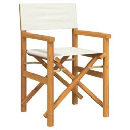 Berkfield Home Folding Director's Chair Cream Solid Wood Teak