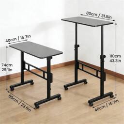 SPETLEK Height Adjustable Standing Desk 80x40cm Mobile Small Desk black - Size: 0.6m2 - thumbnail 3