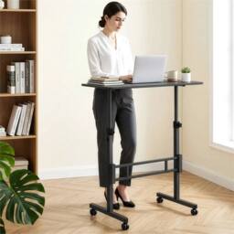 SPETLEK Height Adjustable Standing Desk 80x40cm Mobile Small Desk black - Size: 0.6m2 - thumbnail 5