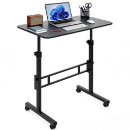 SPETLEK Height Adjustable Standing Desk 80x40cm Mobile Small Desk black - Size: 0.6m2 - thumbnail 1