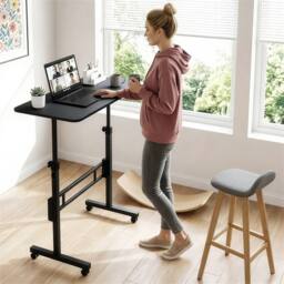 SPETLEK Height Adjustable Standing Desk 80x40cm Mobile Small Desk black - Size: 0.6m2 - thumbnail 4