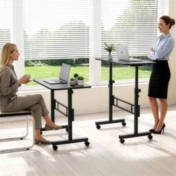 SPETLEK Height Adjustable Standing Desk 80x40cm Mobile Small Desk black - Size: 0.6m2 - thumbnail 2