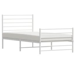 Berkfield Home Metal Bed Frame with Headboard & Footboard White 90x190 cm Single - thumbnail 4