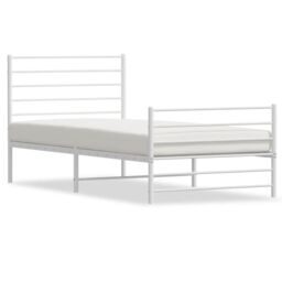 Berkfield Home Metal Bed Frame with Headboard & Footboard White 90x190 cm Single - thumbnail 2