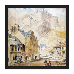 "Artery8 Wall Art Print Mcculloch Edinburgh Castle Foot Vennel Painting Square Framed Picture 16X16 Inch in Black - Size: W16"" x H16""" - thumbnail 1