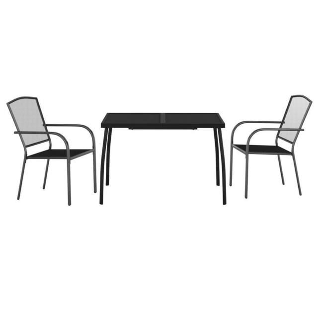 Berkfield Home Beautiful 3 Piece Garden Dining Set Anthracite Steel in Dark Grey - image 1