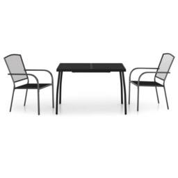 Berkfield Home Beautiful 3 Piece Garden Dining Set Anthracite Steel in Dark Grey - thumbnail 3