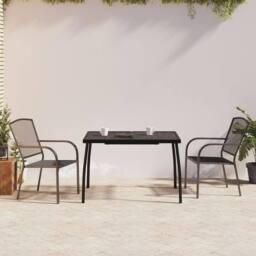 Berkfield Home Beautiful 3 Piece Garden Dining Set Anthracite Steel in Dark Grey - thumbnail 2