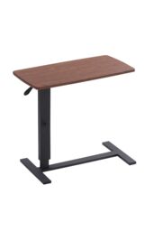 Living and Home Height Adjustable Mobile Table Overbed Desk with Wheels in Walnut - thumbnail 2