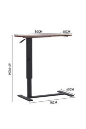 Living and Home Height Adjustable Mobile Table Overbed Desk with Wheels in Walnut - thumbnail 6