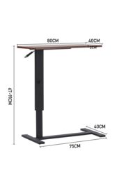 Living and Home Height Adjustable Mobile Table Overbed Desk with Wheels in Walnut - thumbnail 5