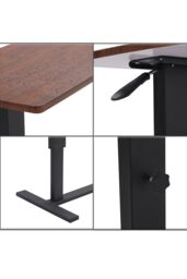 Living and Home Height Adjustable Mobile Table Overbed Desk with Wheels in Walnut - thumbnail 4