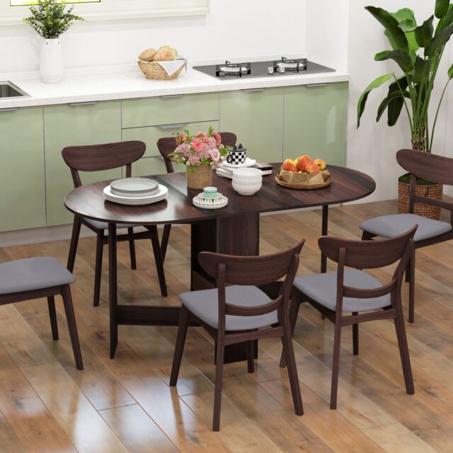 HOMCOM Oval Kitchen Table for Dining Room, Small Space in Dark Brown - image 1